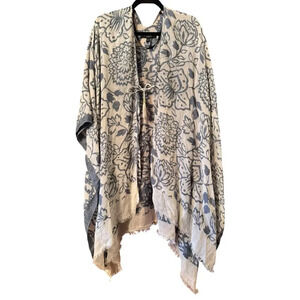 Marc New York 100% Cotton w/ leather tassel tie front Floral print Boho kimono